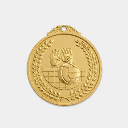 MEDALLA DE VOLEIBOL 5 CM DORADA